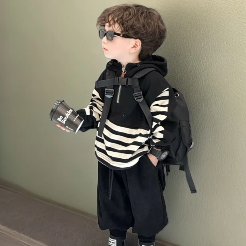 男童秋装宝宝套装儿童休闲童装春秋时髦帅洋气卫衣2024新款潮6岁9