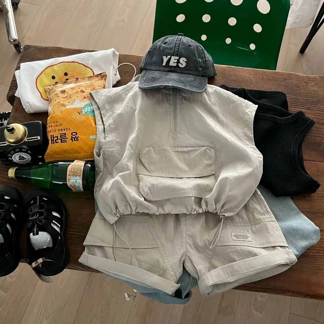 童装男童夏装套装2025新款儿童夏季男孩薄款无袖小童时髦背心夏款