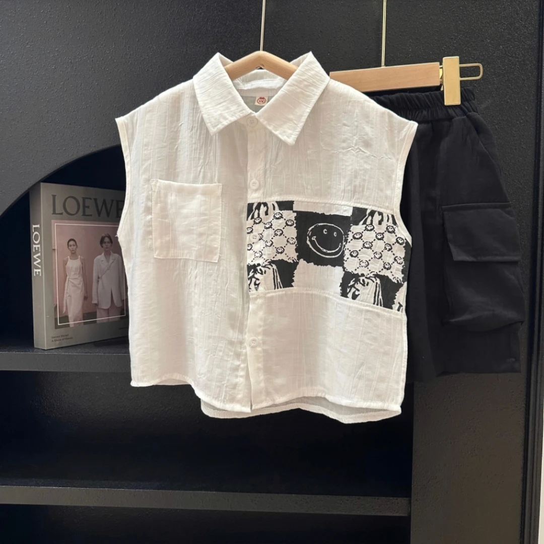 男童夏装背心套装2025新款宝宝无袖短裤两件套儿童运动帅气衣服潮