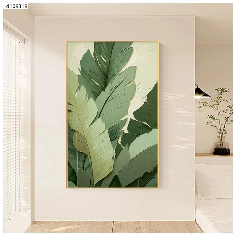 家大业大奶油风客厅装饰画抽象晶瓷沙发背景墙挂画原木玄关落地画