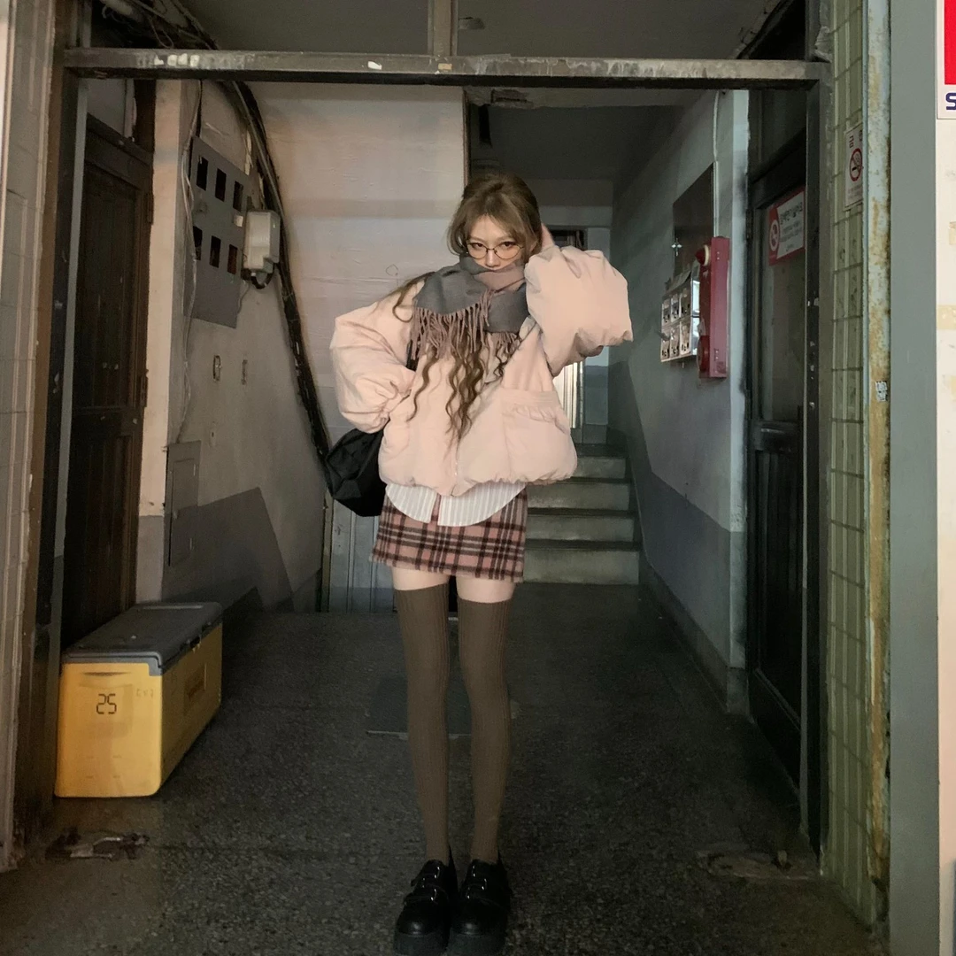 ishui-卷梨椰奶冻-ins风3色少女圆领软糯秋冬时尚立领短款羽绒服