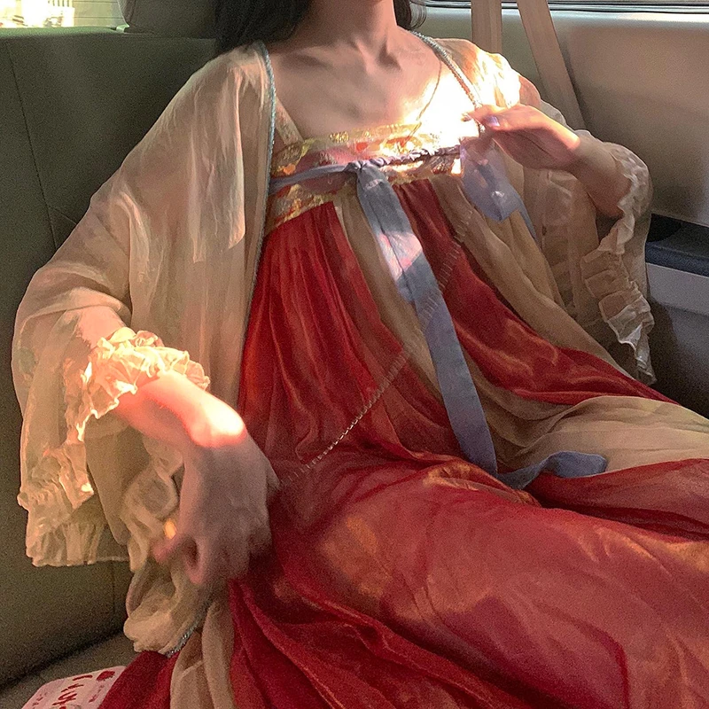 ishui-娇莺啼- 夏季连衣裙汉服吊带裙原创春夏生日连衣裙