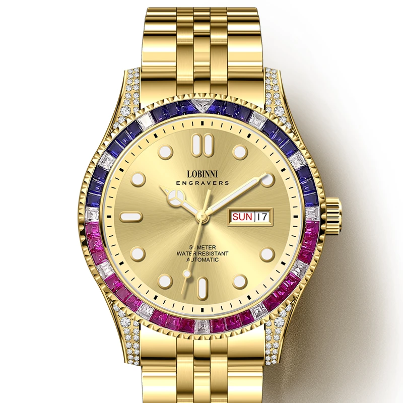 【罗宾尼旗舰】彩钻时尚奢华男士全自动机械表高级腕表男表19036