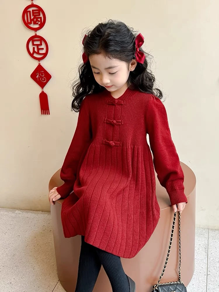 女童新年红色连衣裙洋气中式拜年服41