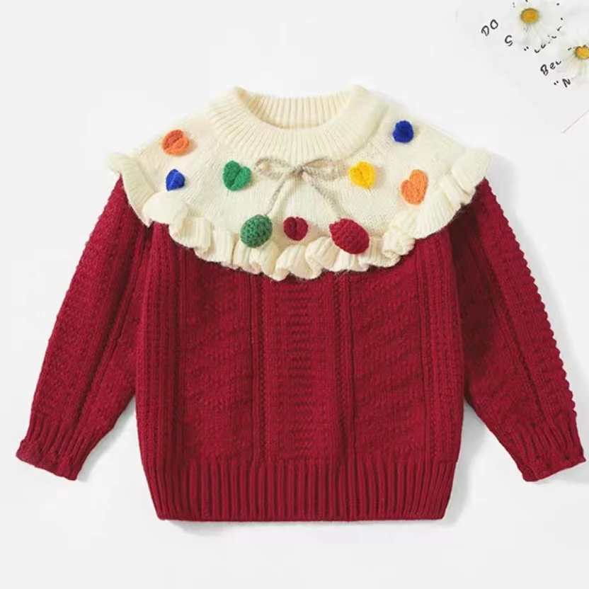 D191儿童韩版时尚洋气手工球毛衣