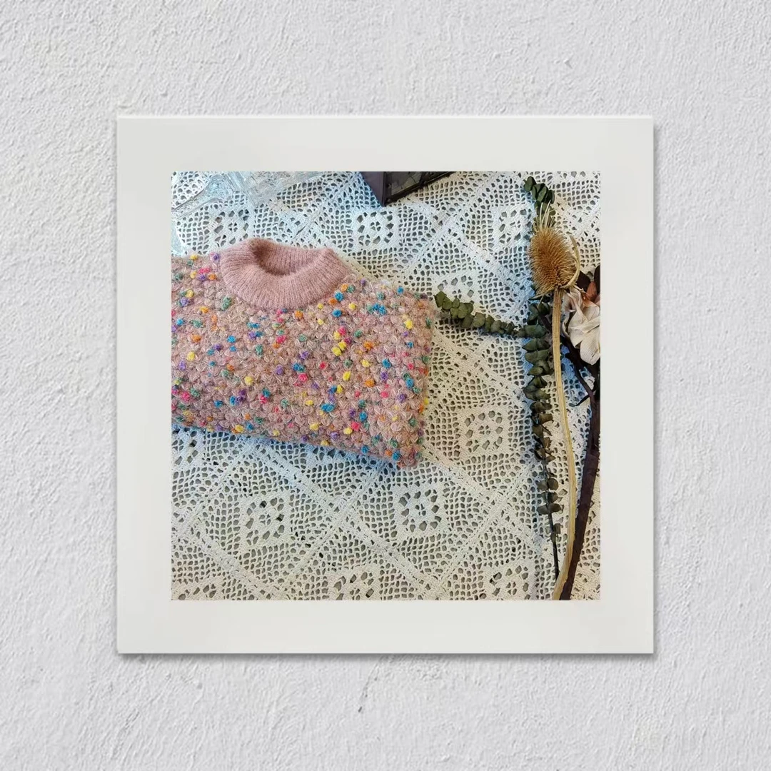 D222女童时尚秋冬款加厚洋气彩色针织上衣