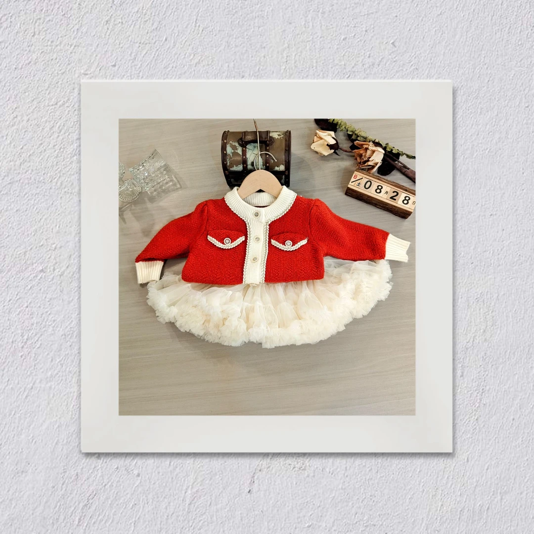 D56女童秋冬时尚洋气女宝千金风针织套装