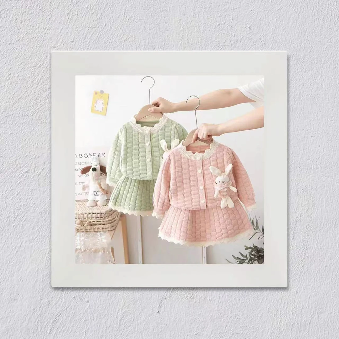 D124女童时尚秋冬款女宝长袖可爱洋气针织套装