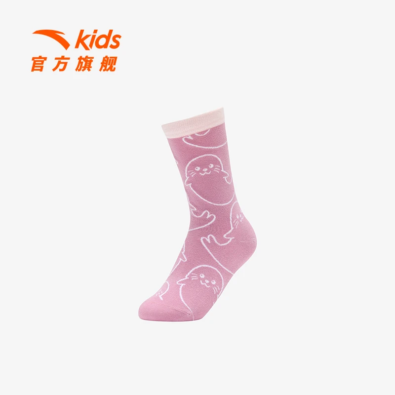 安踏儿童男女童长袜24冬款舒适精梳棉抗菌袜青少年运动休闲袜8322