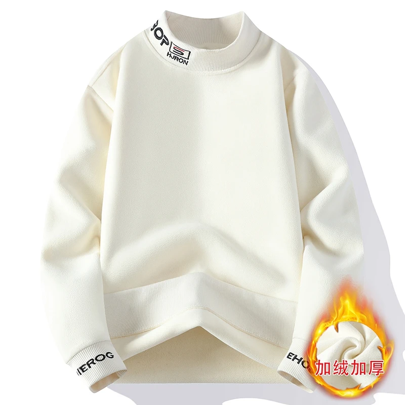 冬季新款男生双面奥利绒打底衫潮流宽松半高领学生套头保暖内衣男