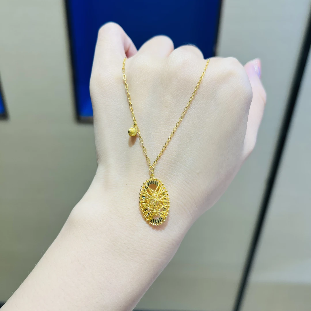 足金999 几何绕丝5G黄金首饰七夕礼物经典气质纯足金黄金项链