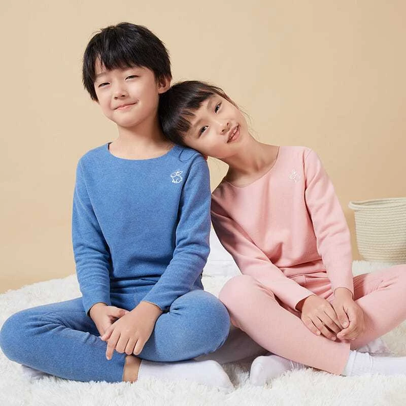 儿童德绒无痕冬季保暖内衣套装男童女童秋衣秋裤宝宝加绒