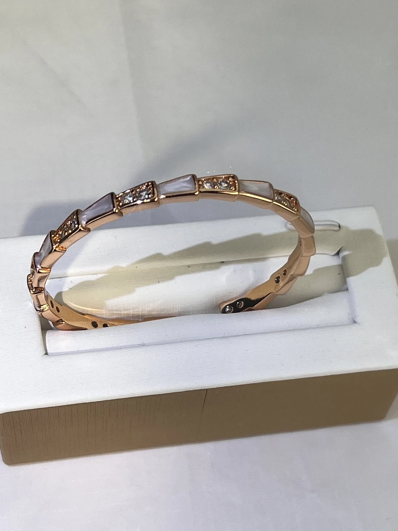 铜合金合成锆石手镯 爆款轻奢风时尚气质潮节节高蛇骨可调节手镯