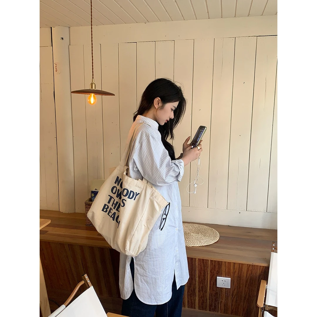 雪怡【胡同艺术家】春季新款宽松白底蓝条小立领长款衬衫23Z018