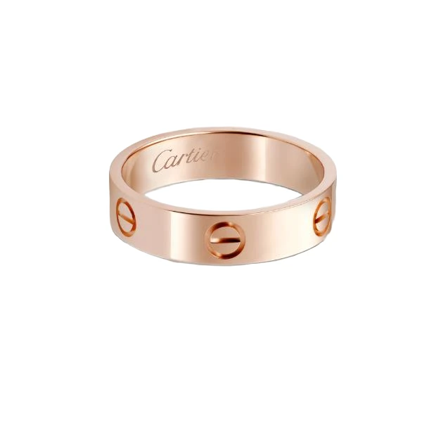 99新 Cartier/卡地亚 LOVE系列玫瑰金情侣结婚对戒无钻宽版戒指72