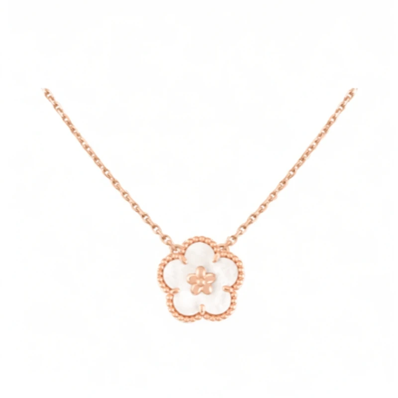 未使用 梵克雅宝 Lucky Spring 系列 白贝母梅花项链