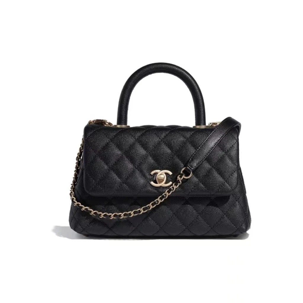 未使用 Chanel/香奈儿 COCO Handle 红色蜥蜴纹牛皮黑色单肩包