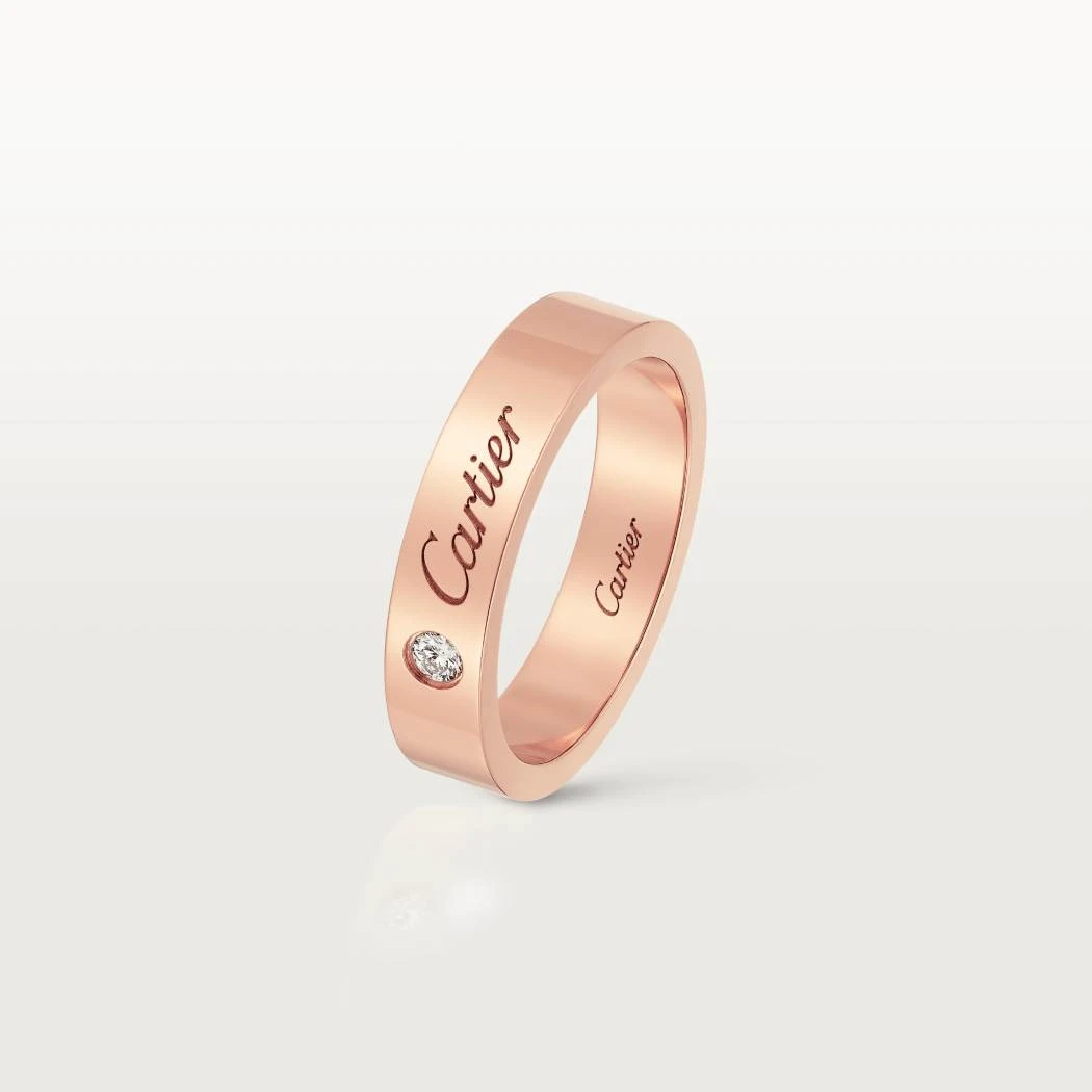 99新 Cartier/卡地亚 C Cartier系列 玫瑰金一钻签名款结婚戒指