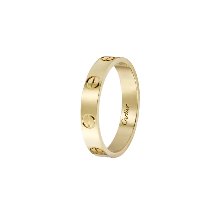 99新 Cartier/卡地亚 LOVE系列 黄金色情侣窄版无钻戒指结婚对戒