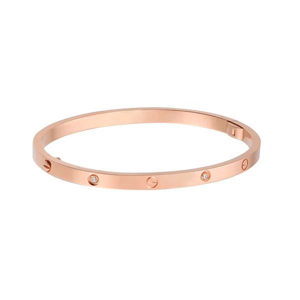 99新 Cartier/卡地亚 LOVE系列 经典玫瑰金18号圈口窄版六钻手镯