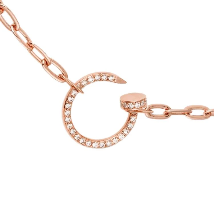99新 Cartier/卡地亚 JUSTE UN CLOU系列 粗链玫瑰金满钻钉子项链