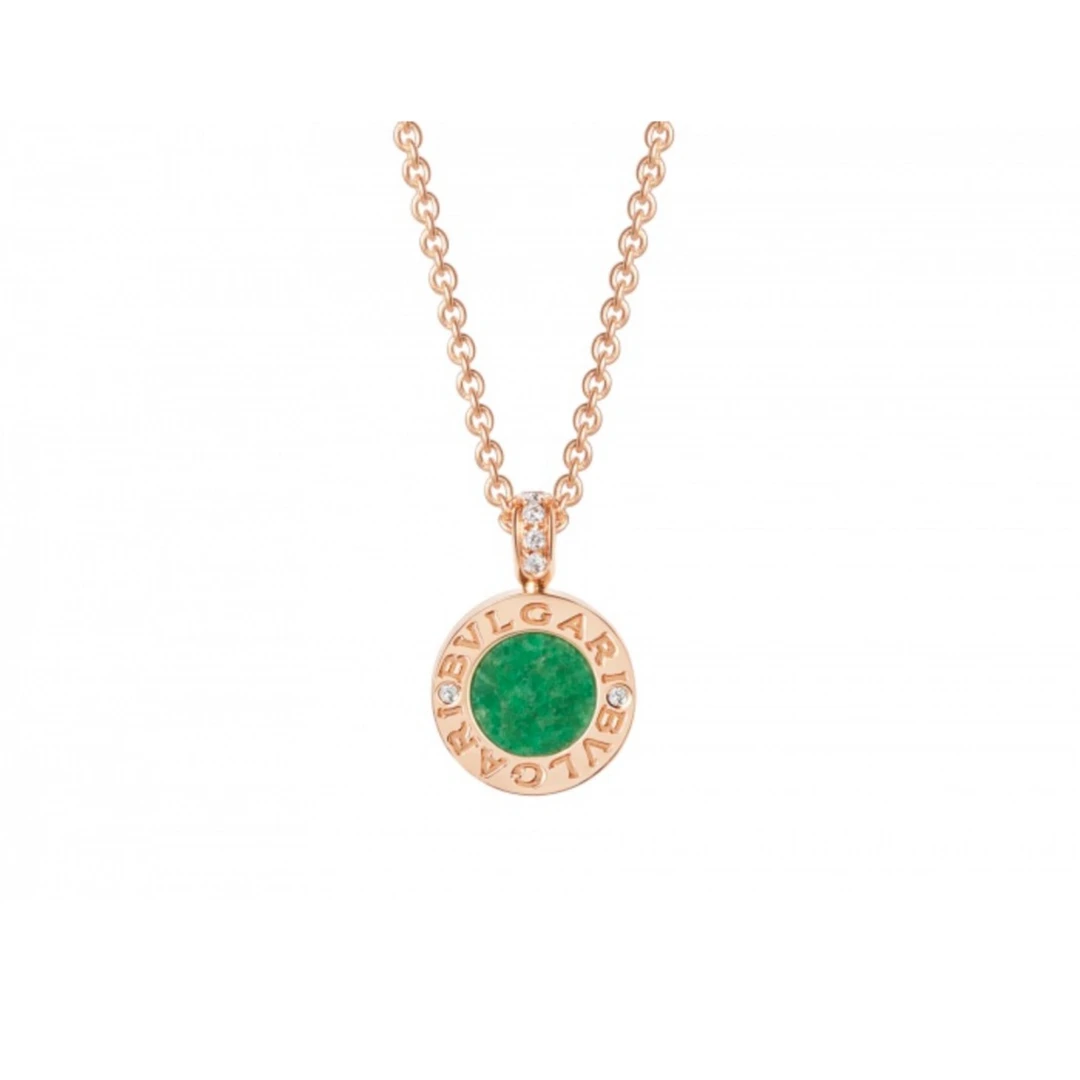 99新 BVLGARI/宝格丽 BVLGARI BVLGARI 系列 翠玉 满钻圆饼项链