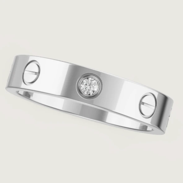 99新 Cartier/卡地亚 LOVE系列 玫瑰金对戒结婚单钻一钻窄版戒指