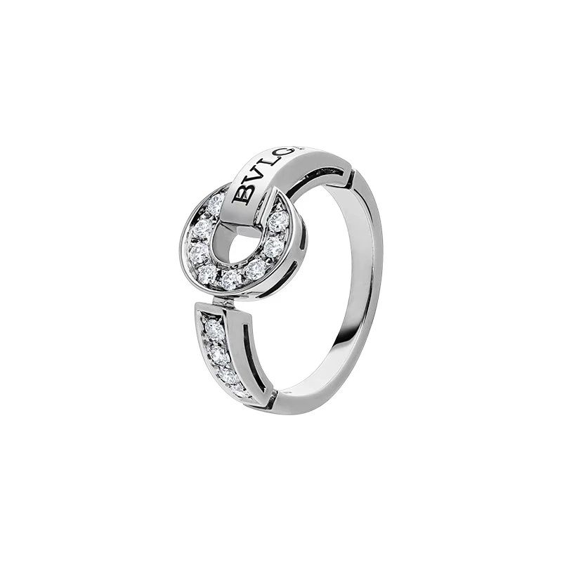 99新 BVLGARI/宝格丽 BVLGARI BVLGARI系列 白金满钻罗马币戒指