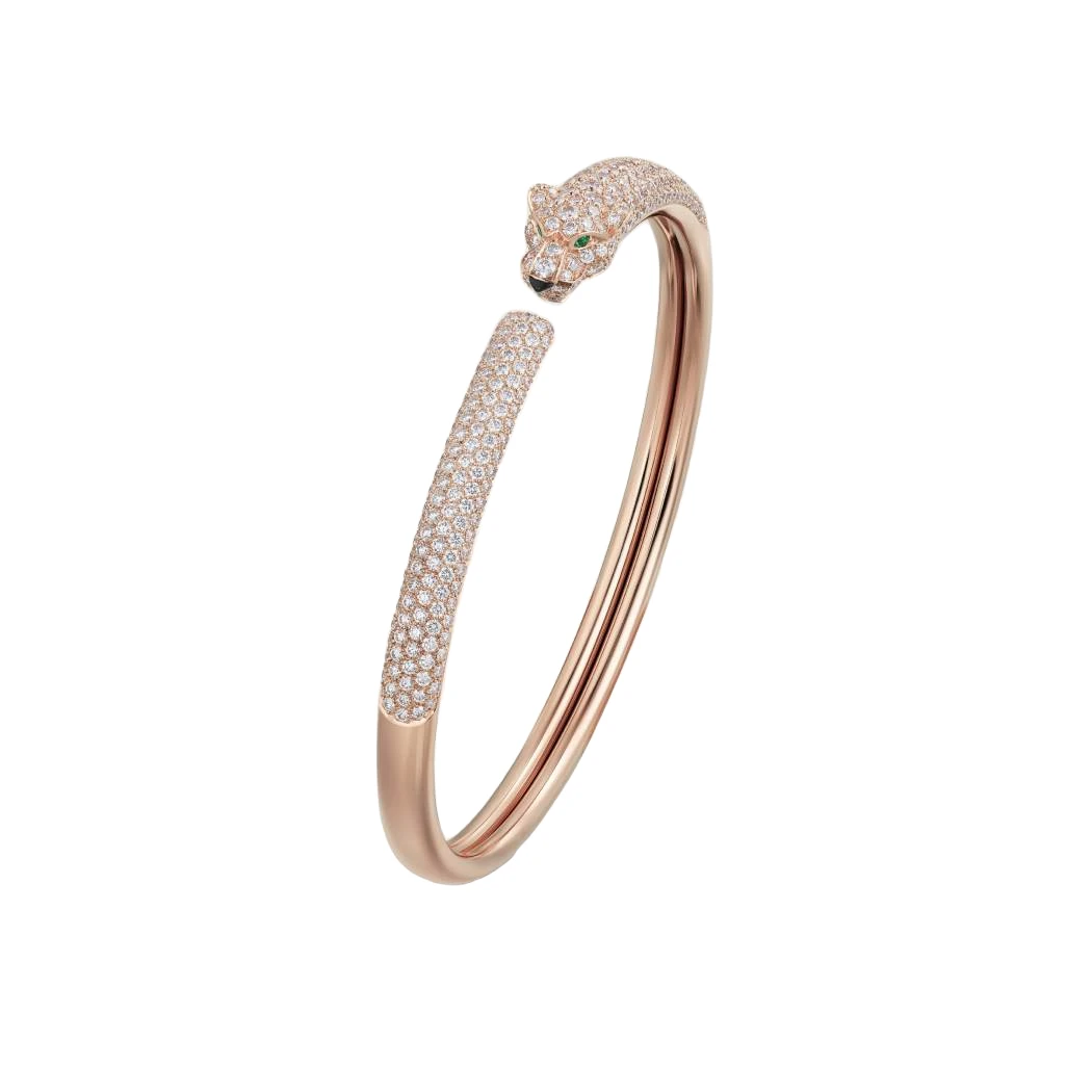 全新未使用 Cartier/卡地亚 PANTHÈRE 系列 满钻窄版猎豹豹子手镯