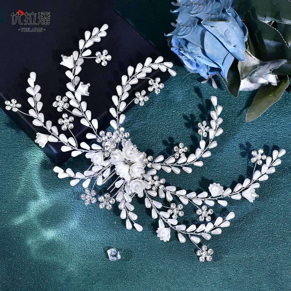 优拉潘时尚设计感圣诞节精致发梳珍珠水钻小碎花配饰小众风HP830