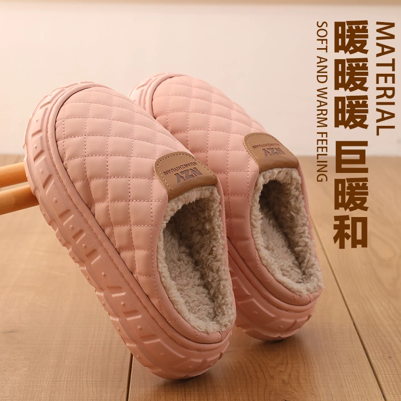 防水棉拖鞋女士秋冬季新款情侣居家外穿厚底EVA防滑保暖棉拖男士