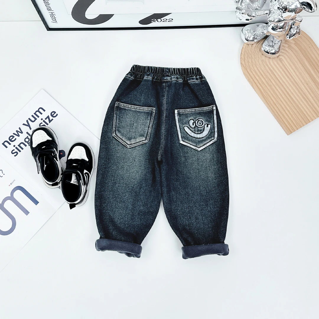 男童牛仔裤加绒裤子儿童2024新款秋冬装 D-QYD24032 悠悠童话童装