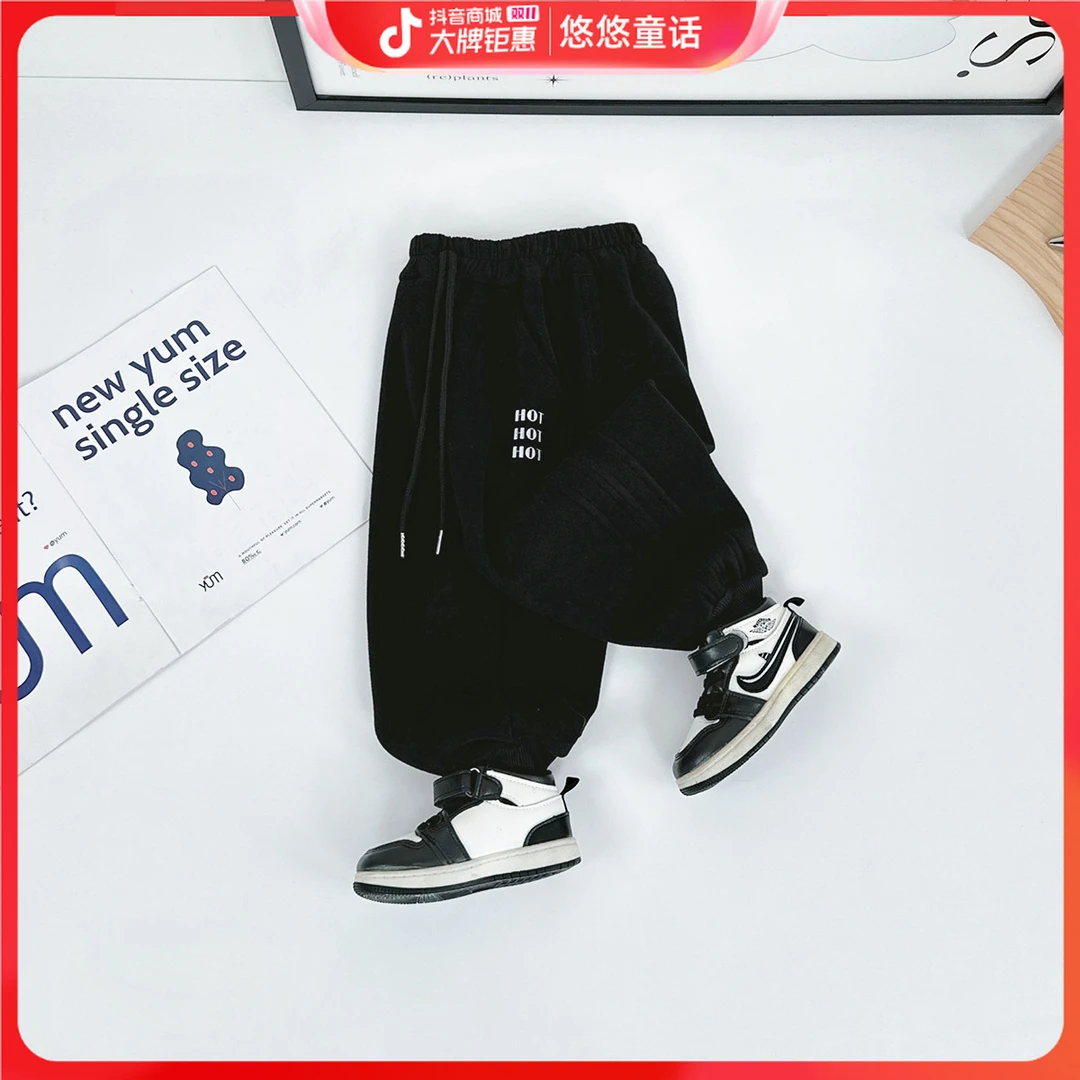 儿童加绒裤子男童运动裤2024新款秋冬装 D-DTXT156 悠悠童话童装