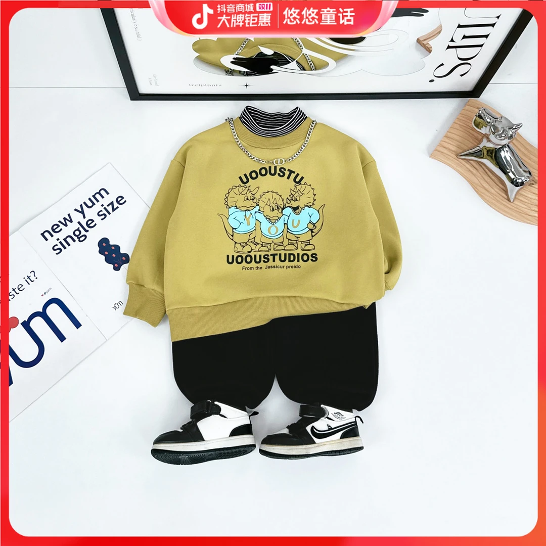 儿童卫衣加绒款长袖2024新款秋冬装男童 D-HZ241290 悠悠童话童装