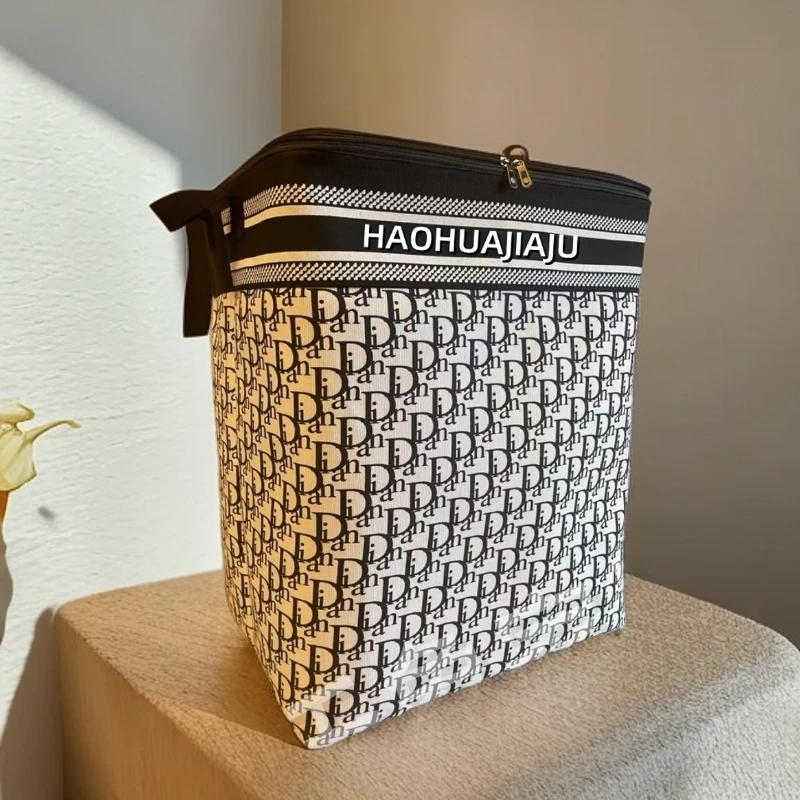 120升【双拉链带钢圈】字母【带防潮盖】大容量搬家衣服家用置物袋