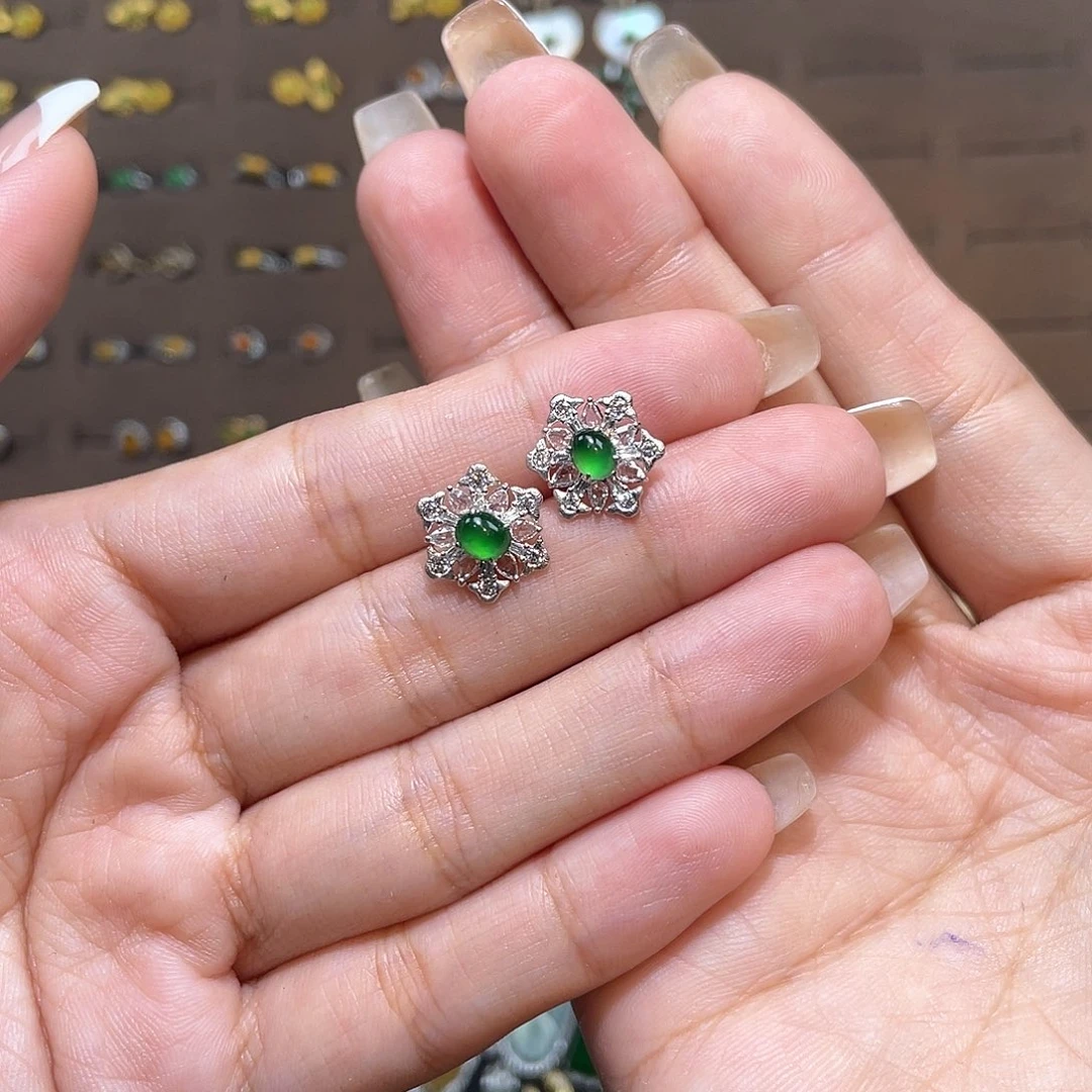 翡翠耳饰18K金镶嵌彩****）耳饰