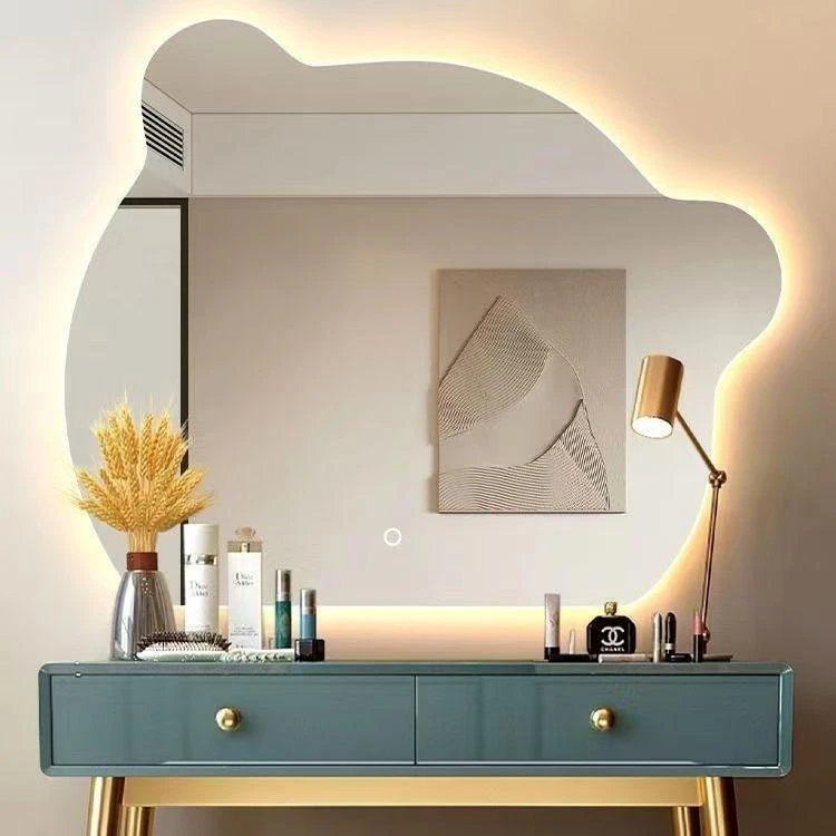 小熊镜led发光免打孔智能浴室镜网红梳妆台不规则浴室厕所镜子