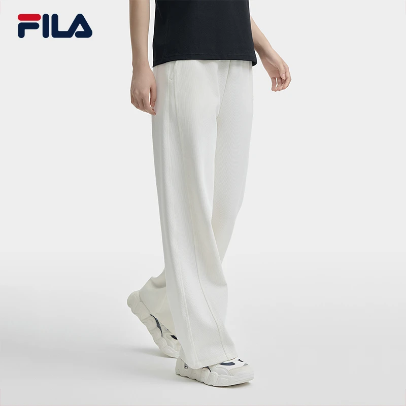 FILA 斐乐官方女士针织长裤2024冬季新款时尚简约休闲宽松阔腿裤