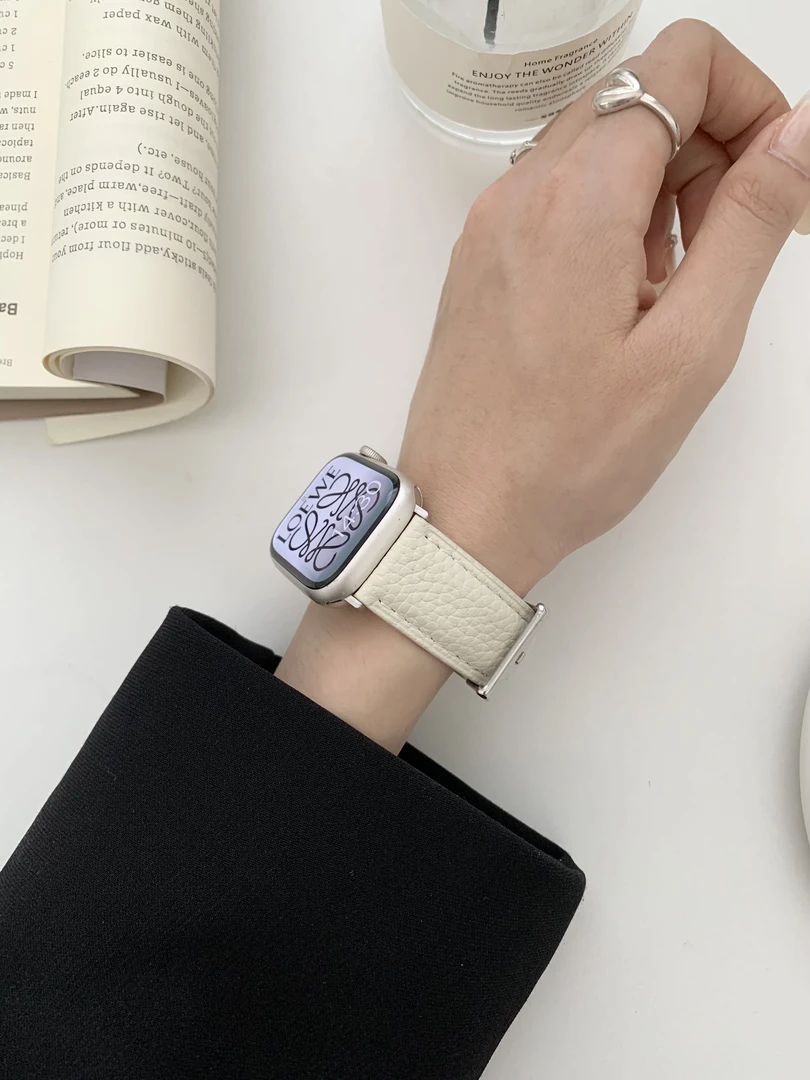 荔枝纹星光色小羊皮表带适用于手表带iwatch78男女款真皮腕带