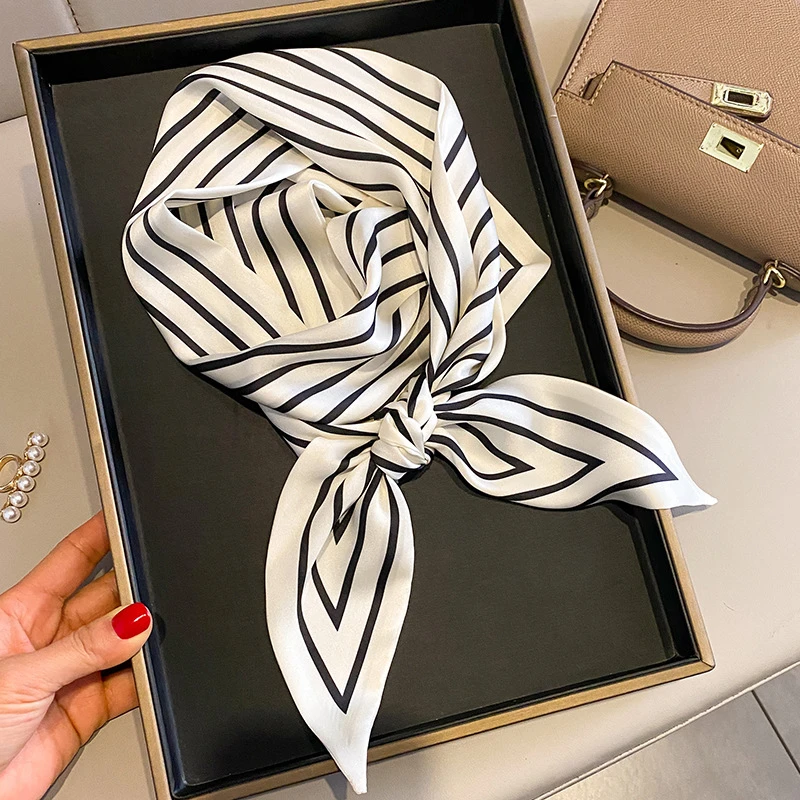 (简约条纹)通勤商务百搭长条丝巾14*145cm