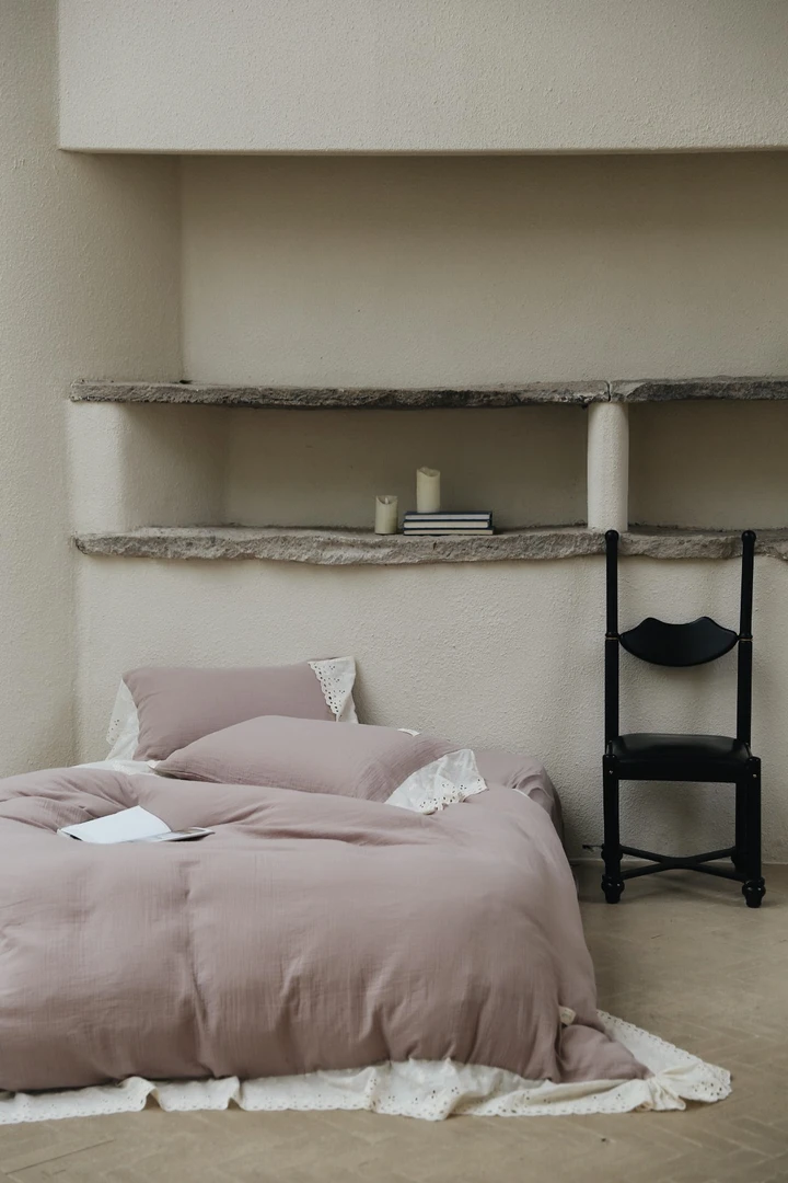 法式皱皱纱纯棉磨毛四件套碎花双层纱简约日式小清新蕾丝花边美式