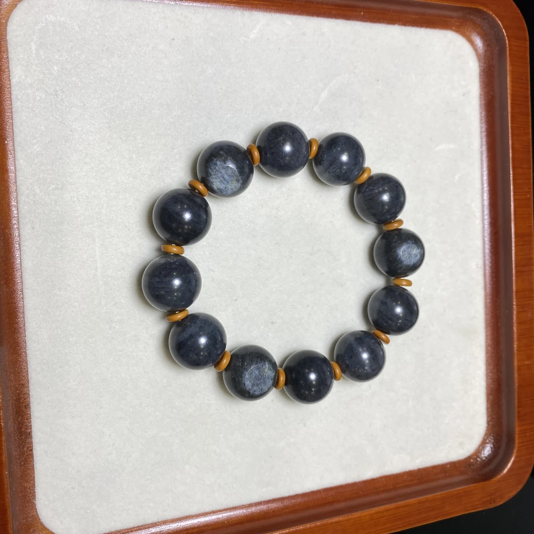 纯天然新疆和田玉青花手串