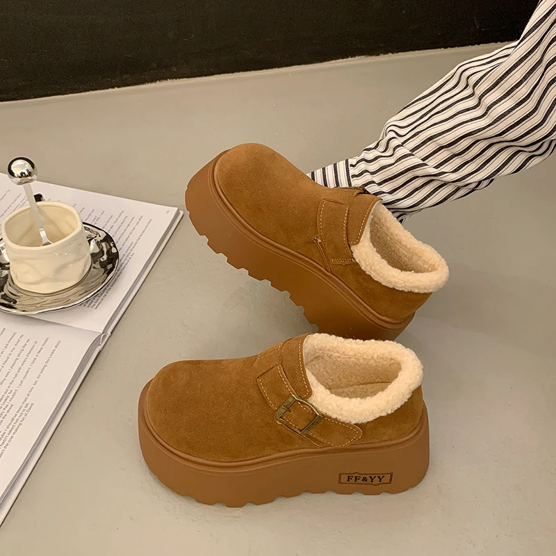 时尚加绒保暖增高防水台面包鞋子女外穿2025秋冬新款森系雪地靴潮
