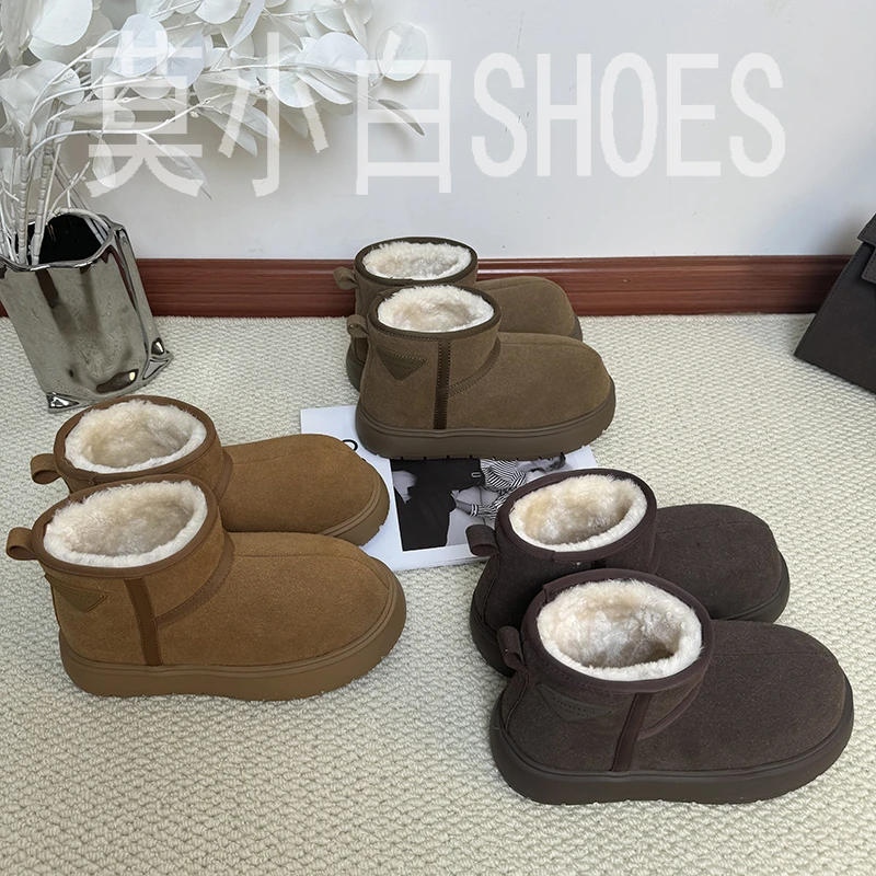 【断码便宜卖】冬季卡皮巴拉磨砂皮加厚雪地棉靴面包鞋小个子女鞋