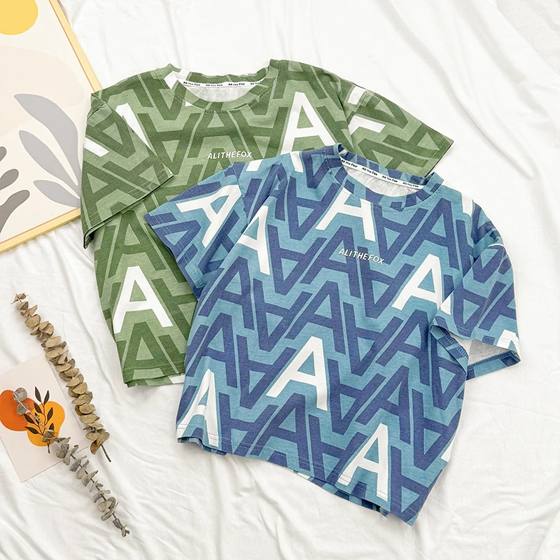 2024夏季半袖新款时尚夏款儿童男童中大童迷彩圆领T恤-AM420145