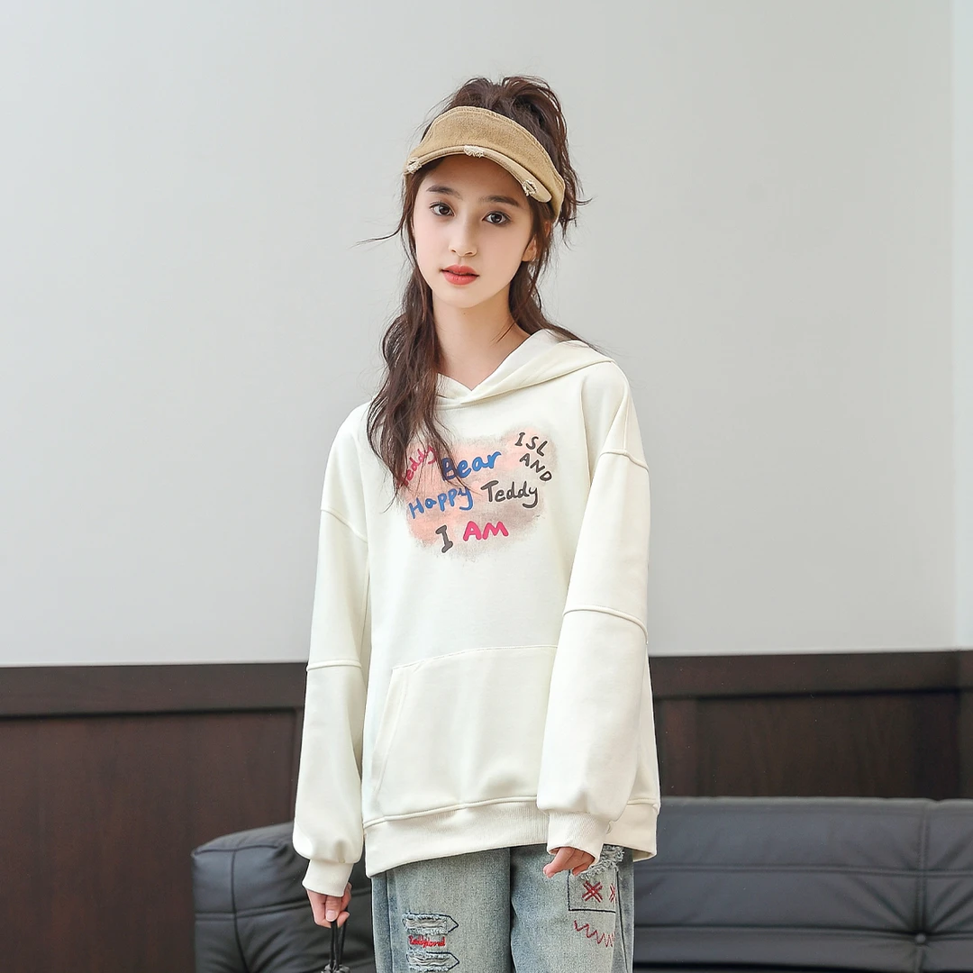 【24812】春秋中大童洋气百搭运动休闲长袖涂鸦印花儿童卫衣