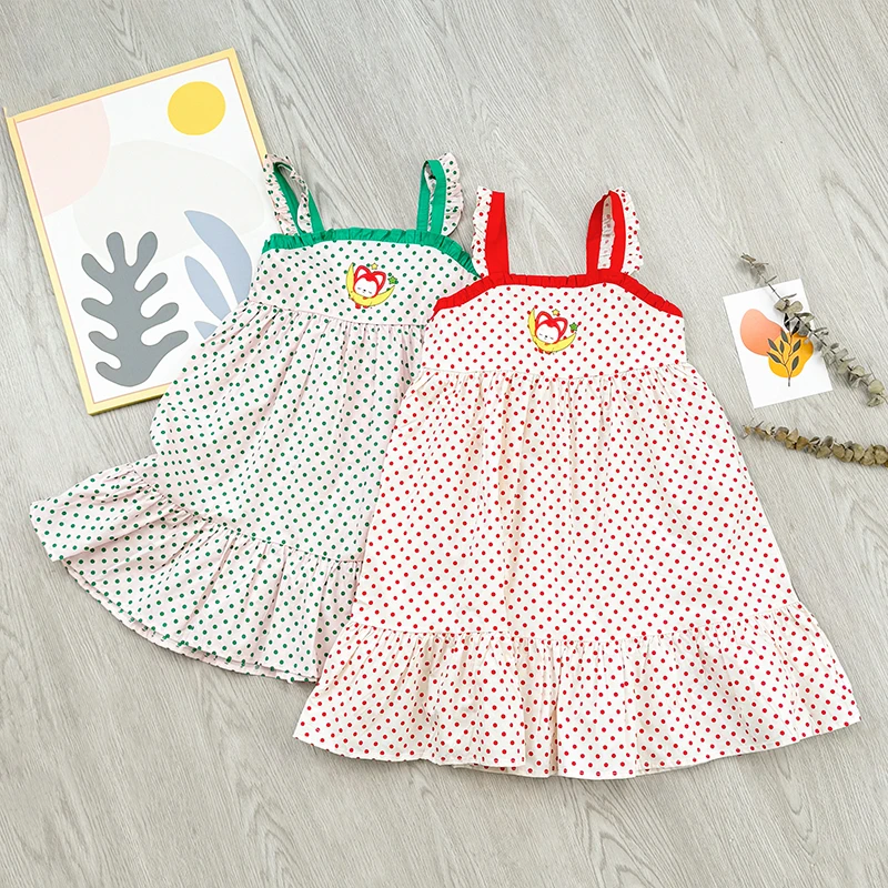 2024夏季女童背心裙新款儿童女宝时尚波点连衣裙-AMQZ222G107