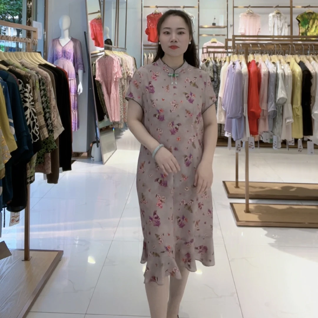 时尚国风桑蚕丝连衣裙