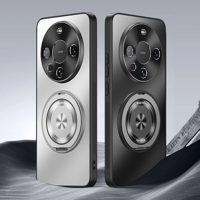适用华为mate60手机壳mate60pro旋转支架金属镜头防摔磨砂保护壳