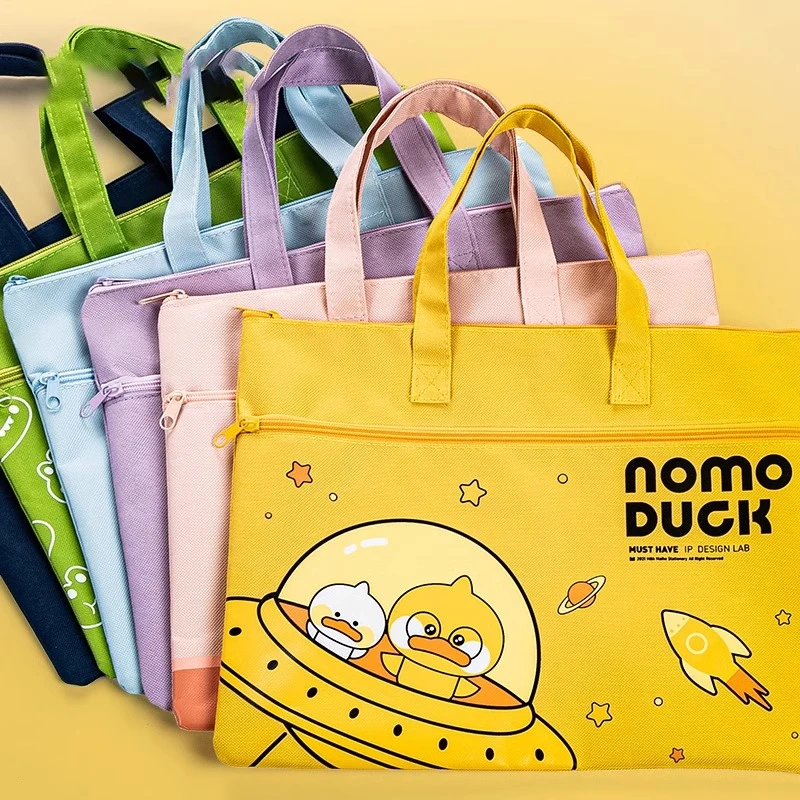 补习袋手提袋文件袋帆布儿童学习补课包拉链式大容量拎书袋